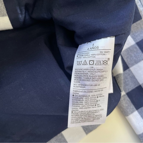 Janie and Jack Girls Navy Blue White Gingham Cropped Blazer Jacket Size 4, NWT - Picture 4 of 5